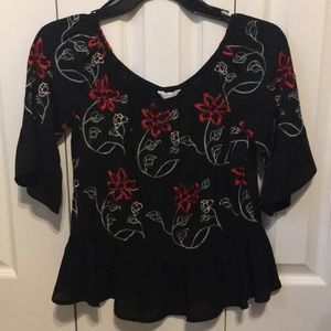 Rose embroidered blouse